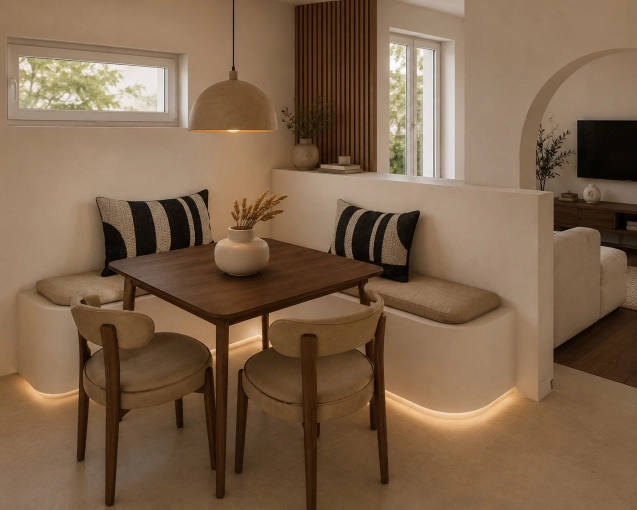 Hotel, Bohemian, Chic, Nature, Dining room, Full Project, Creation of exclusive furniture, 3D ambiance, Plan, Renovation