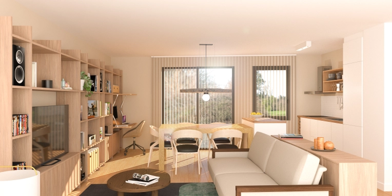 Contemporary, Flats / Apartments, Kitchen, Living room