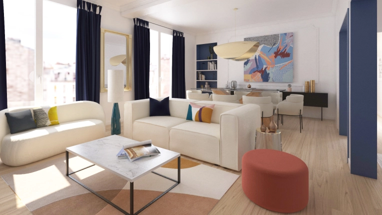 Contemporary, Flats / Apartments, Chic, Living room