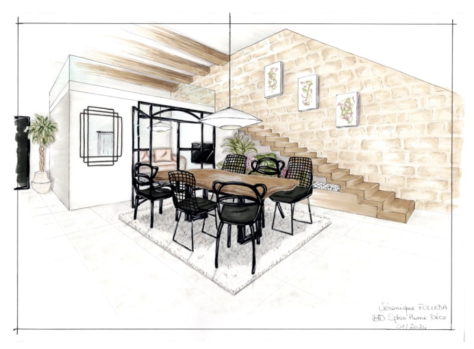 Industriel, Maison individuelle, Chic, Nature, Salon / séjour