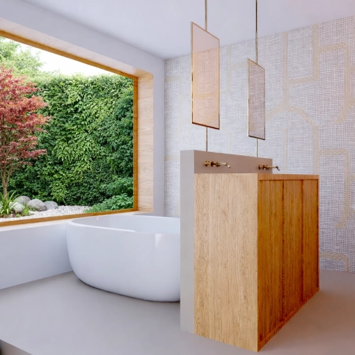 Minimalist, Bathroom, Full Project, Creation of exclusive furniture, 3D ambiance