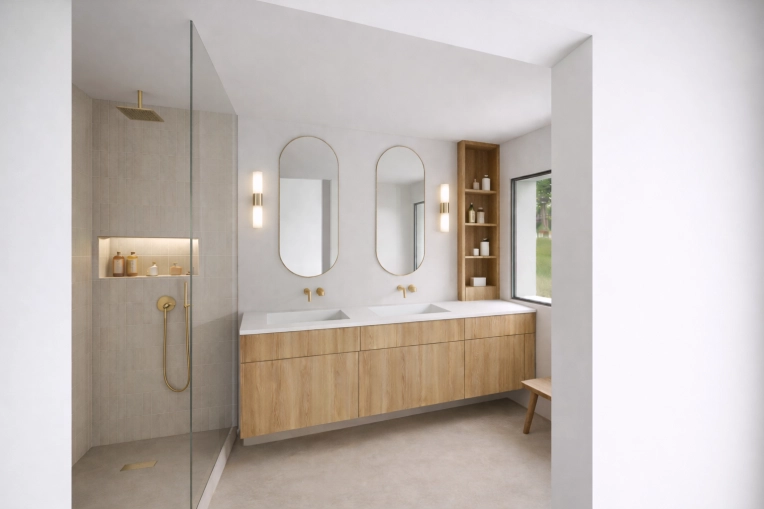 Bathroom, Full Project, Creation of exclusive furniture, 3D ambiance