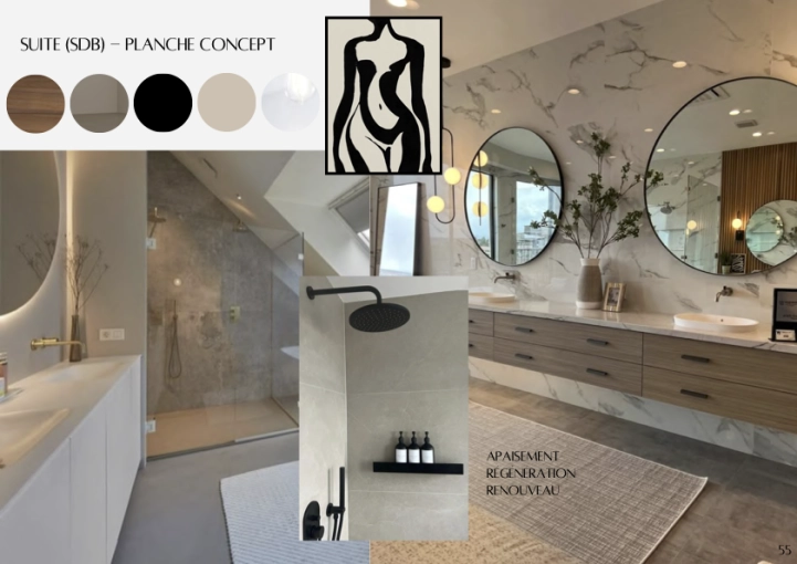 Minimaliste, Contemporain, Japonais, Appartement, Salle de bain, Nature