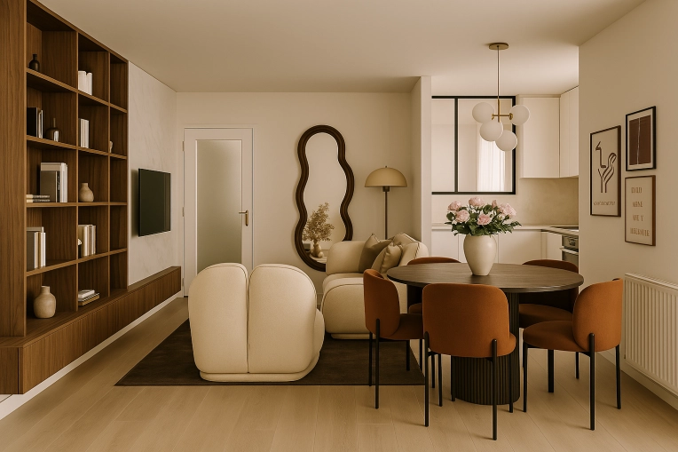 Contemporary, Flats / Apartments, Chic, Living room