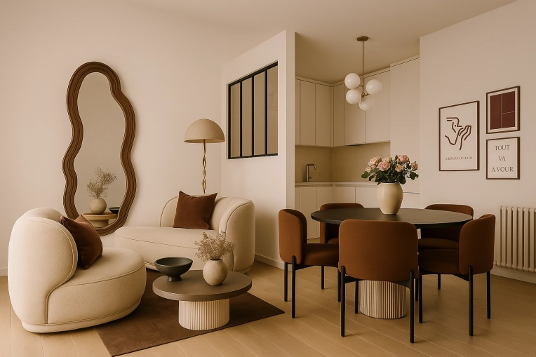 Contemporary, Flats / Apartments, Chic, Living room