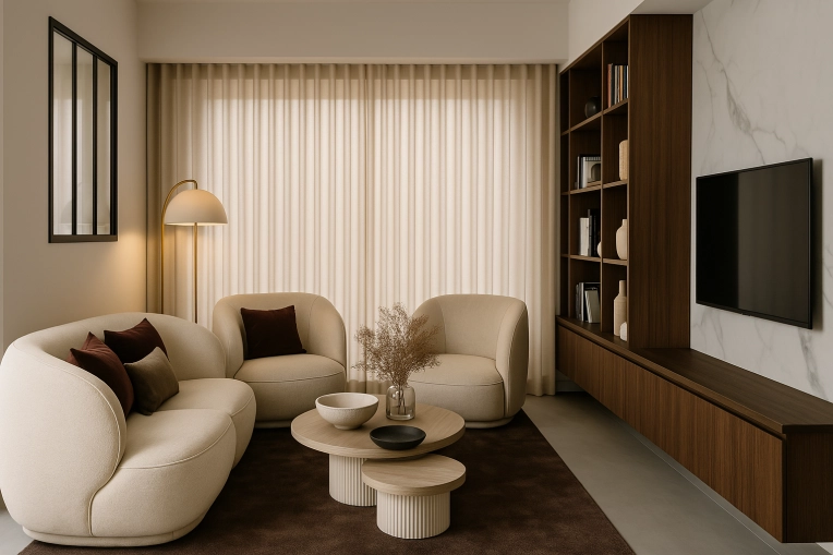 Contemporary, Flats / Apartments, Chic, Living room