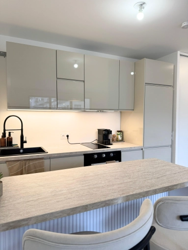 Minimalist, Contemporary, Flats / Apartments, Kitchen, Living room