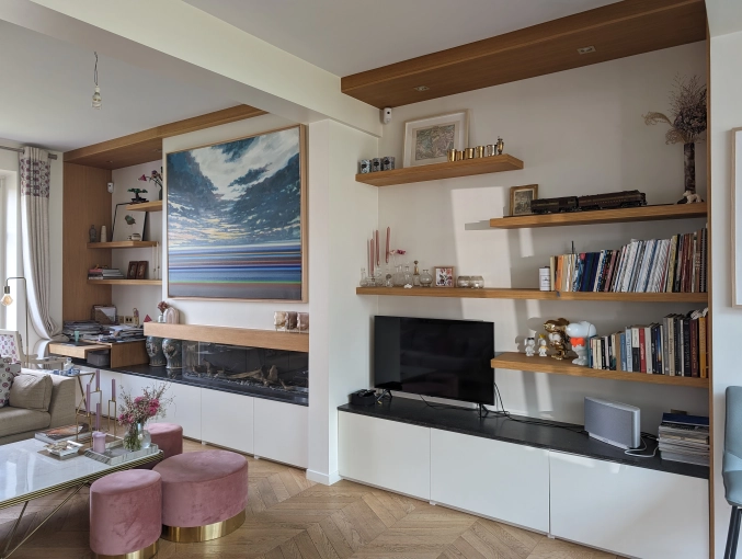 Contemporary, Chic, Living room, Full Project, Creation of exclusive furniture, 3D ambiance