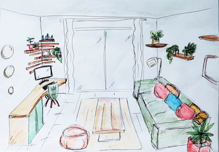 Minimalist, Scandinavian, Flats / Apartments, Living room, Office