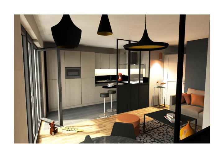 Industrial, Contemporary, Kitchen, Consultation Visit, Home Staging, 3D ambiance