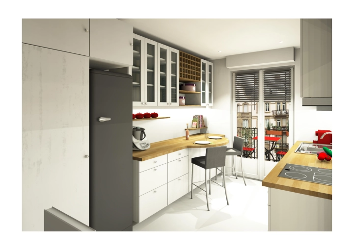 Contemporary, Kitchen, Full Project, 3D ambiance