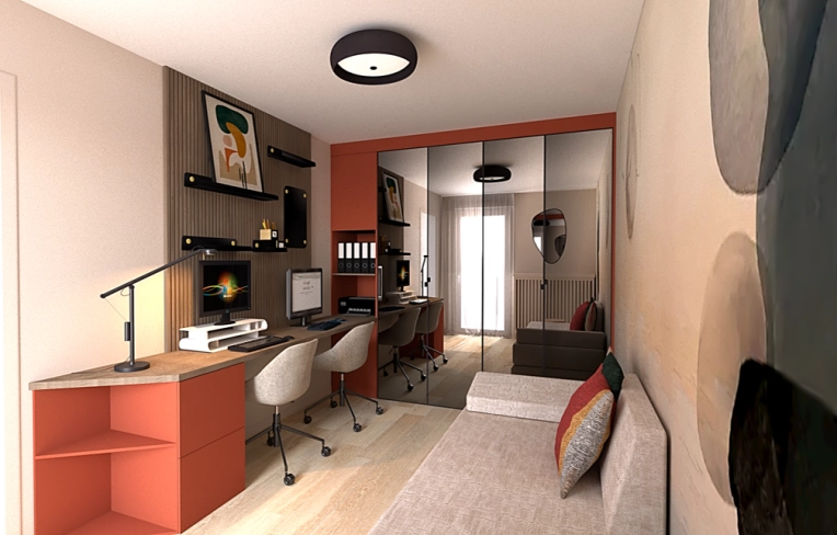 Contemporary, Office, Consultation Visit, Full Project, Shopping list, 3D ambiance