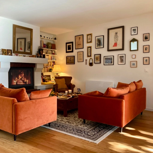 Bohemian, Vintage, Living room, Full Project