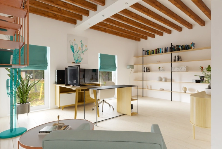 Industrial, Scandinavian, Office, Full Project, 3D ambiance