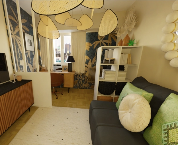 Bohemian, Contemporary, Scandinavian, Chic, Office, Remote Coaching, Shopping list, 3D ambiance