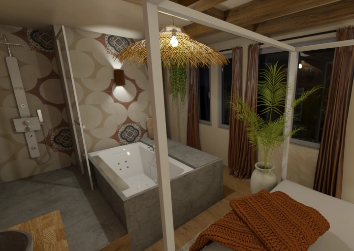 Rustic, Bohemian, Nature, Tiny house, Remote Coaching, Shopping list, 3D ambiance