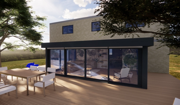 Maison individuelle, Minimaliste, Contemporain, Scandinave, Vintage, Chic, Projet complet, 3D d'ambiance