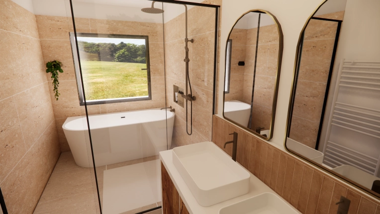 Minimaliste, Contemporain, Scandinave, Salle de bain, Chic, Visite conseil, Projet complet, Home staging, Liste shopping, 3D d'ambiance