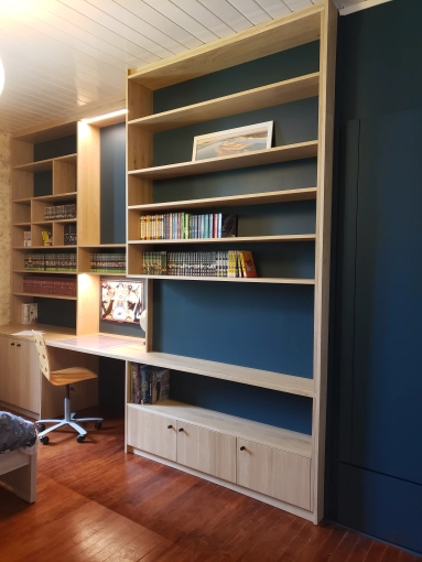 Bohème, Minimaliste, Contemporain, Chic, Bureau, Visite conseil, Projet complet, Home staging, Création de meubles, Liste shopping, 3D d'ambiance