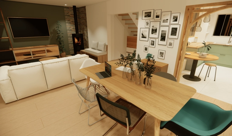 Bohème, Contemporain, Nature, Feng Shui, Salon / séjour, Visite conseil, Projet complet, Home staging, Création de meubles, Liste shopping, 3D d'ambiance