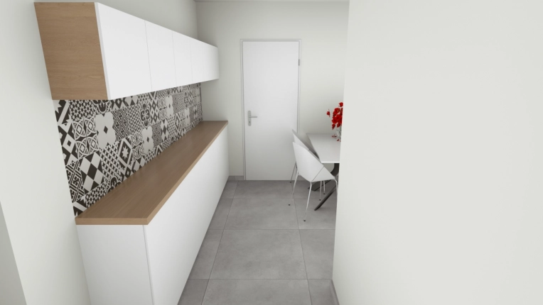 Contemporary, Kitchen, Nature, 3D ambiance