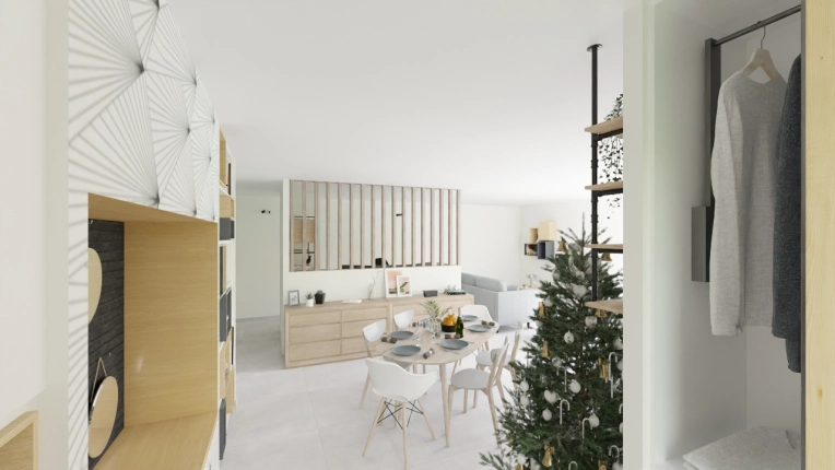 Contemporary, Nature, Living room, 3D ambiance