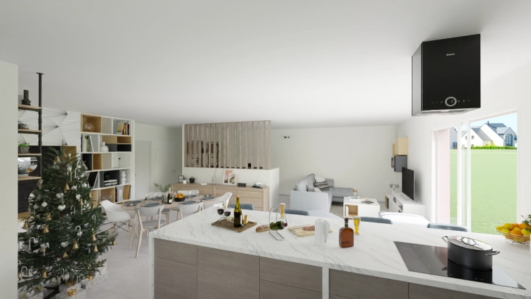 Contemporary, Nature, Living room, 3D ambiance