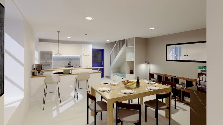 Kitchen, 3D ambiance, Plan