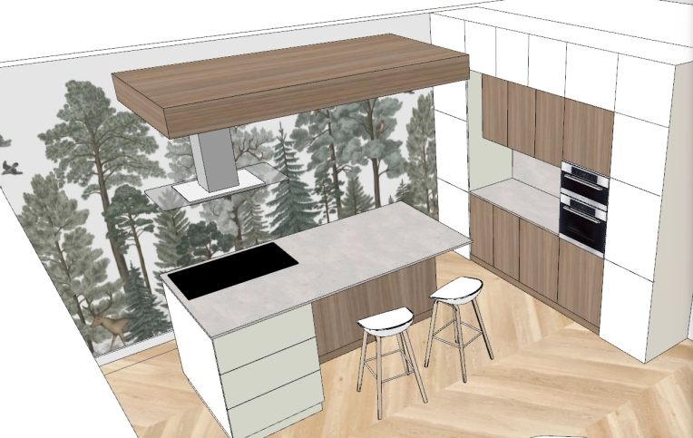 Scandinavian, Kitchen, 3D ambiance