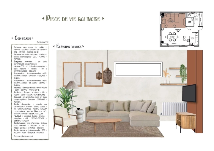 Nature, Living room, Consultation Visit, Full Project, Shopping list, Plan