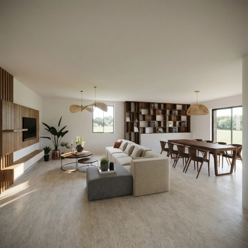 Home, Bohemian, Minimalist, Contemporary, Full Project, Creation of exclusive furniture, Shopping list, 3D ambiance, Plan