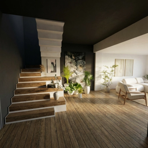 Contemporary, Chic, Office, Full Project, Shopping list, 3D ambiance, Plan