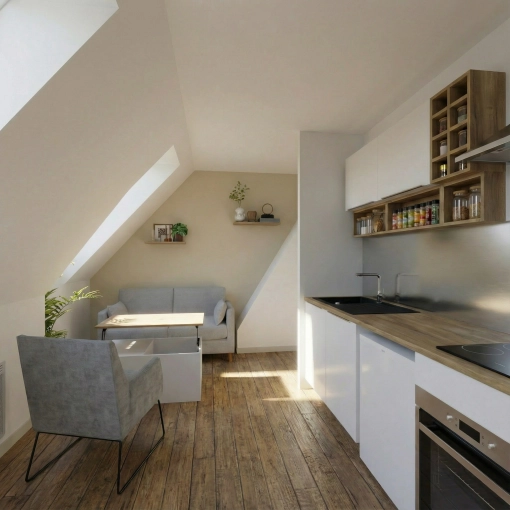 Contemporary, Kitchen, Full Project, Creation of exclusive furniture, Shopping list, 3D ambiance, Plan