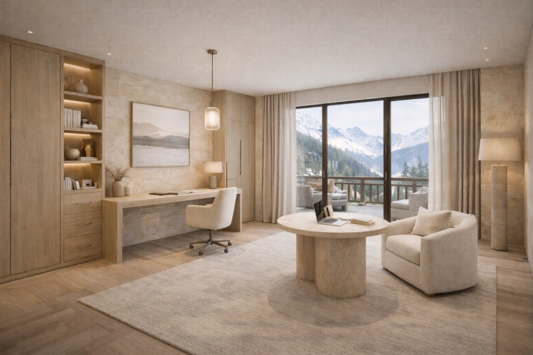 Contemporary, Chic, Office, 3D ambiance