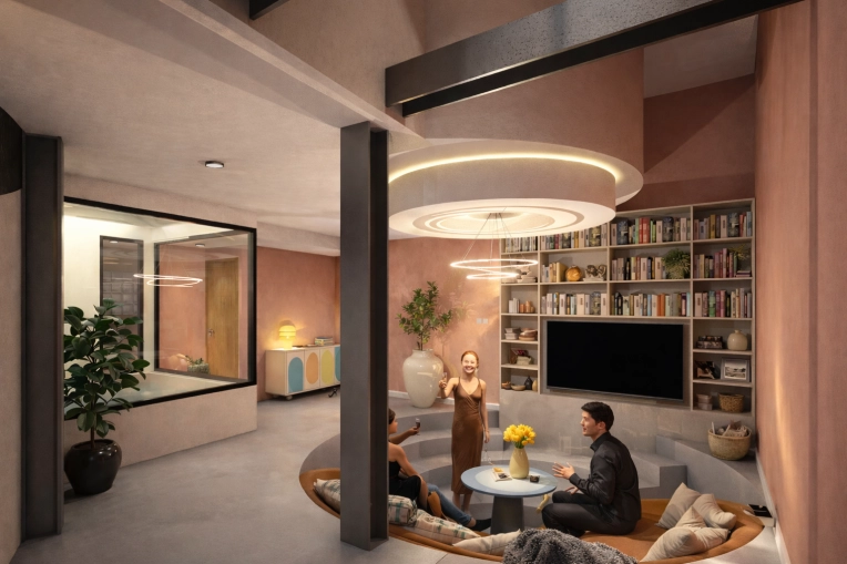 Industrial, Living room, Full Project, 3D ambiance, Plan