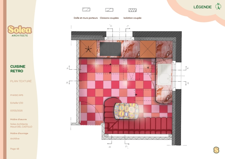 Vintage, Kitchen, Shopping list, 3D ambiance, Plan