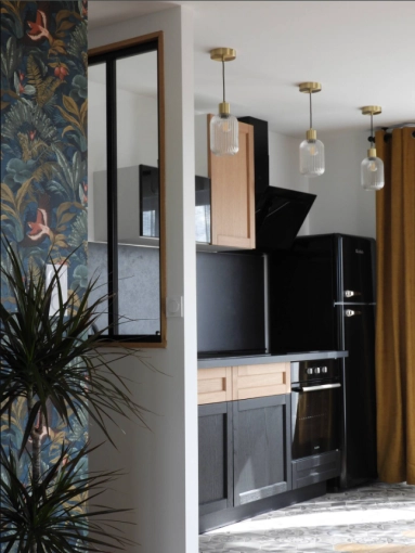 Industrial, Bohemian, Vintage, Kitchen, Full Project, 3D ambiance, Plan