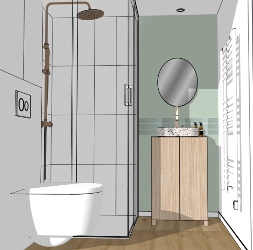 Bohemian, Bathroom, 3D ambiance, Plan
