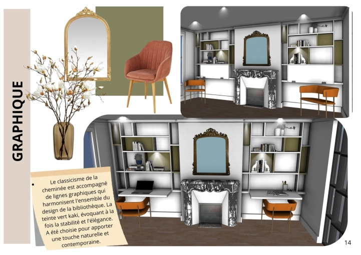 Contemporary, Chic, Office, Creation of exclusive furniture, 3D ambiance, Plan