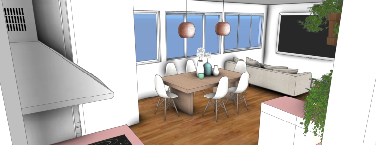 Contemporary, Dining room, 3D ambiance