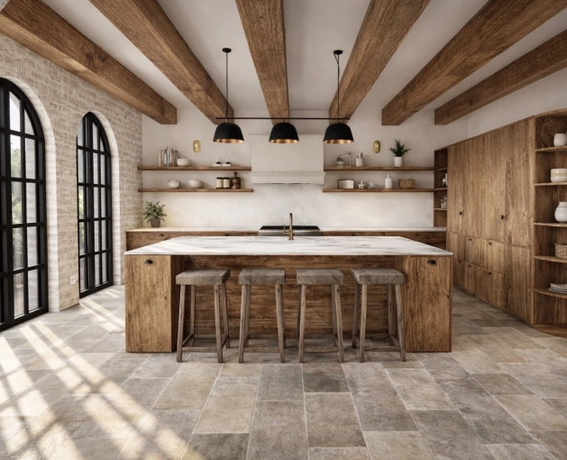Rustic, Kitchen, Creation of exclusive furniture, 3D ambiance