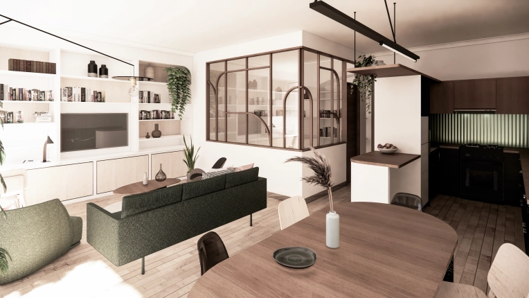 Contemporary, Scandinavian, Flats / Apartments, Chic, 3D ambiance
