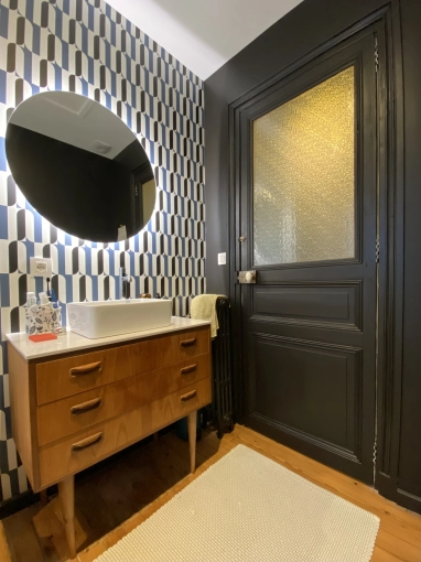 Bohemian, Scandinavian, Vintage, Bathroom, Chic, Full Project