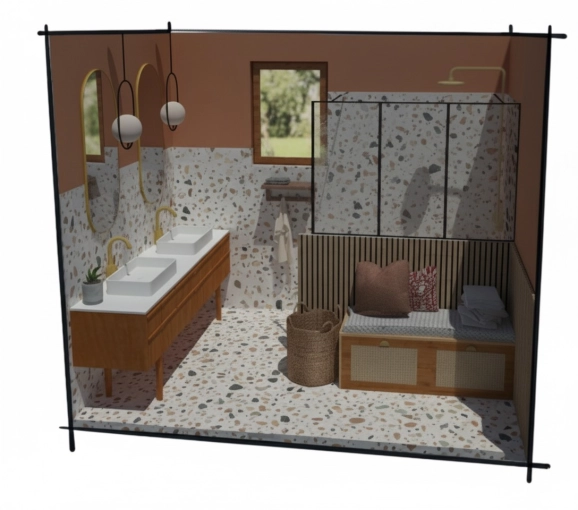 Vintage, Bathroom, Chic, 3D ambiance