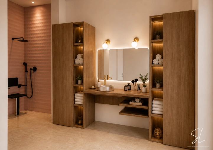 Contemporary, Bathroom, Chic, 3D ambiance, Plan