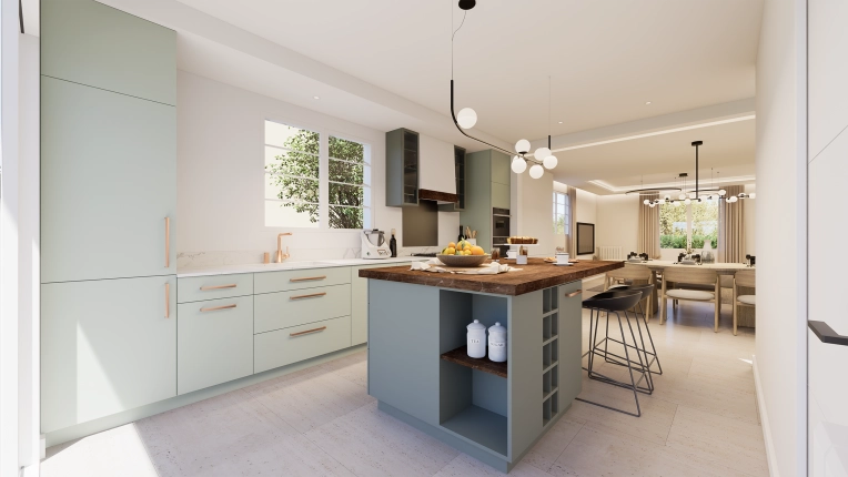 Contemporary, Scandinavian, Kitchen, Creation of exclusive furniture, 3D ambiance