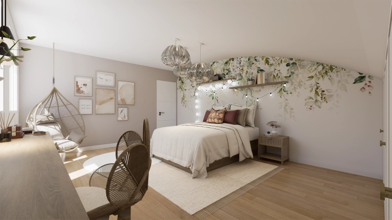 Bohemian, Contemporary, Room, Creation of exclusive furniture, 3D ambiance