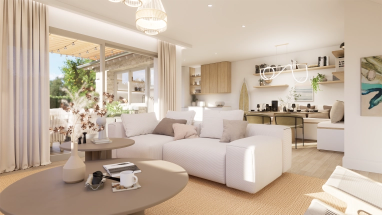 Bohemian, Contemporary, Scandinavian, Nature, Living room, Full Project, Creation of exclusive furniture, 3D ambiance, Plan