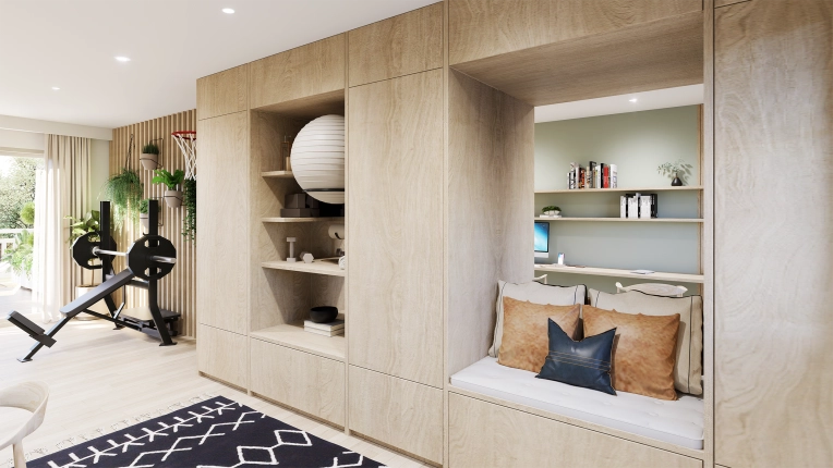 Home, Bohemian, Minimalist, Contemporary, Scandinavian, Chic, Nature, Full Project, Creation of exclusive furniture, 3D ambiance, Plan