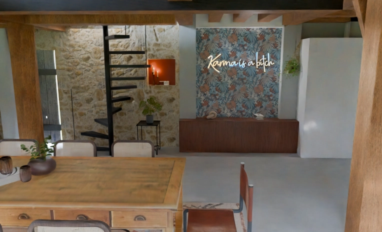 Industrial, Vintage, Dining room, Full Project, Creation of exclusive furniture, Shopping list, 3D ambiance, Plan